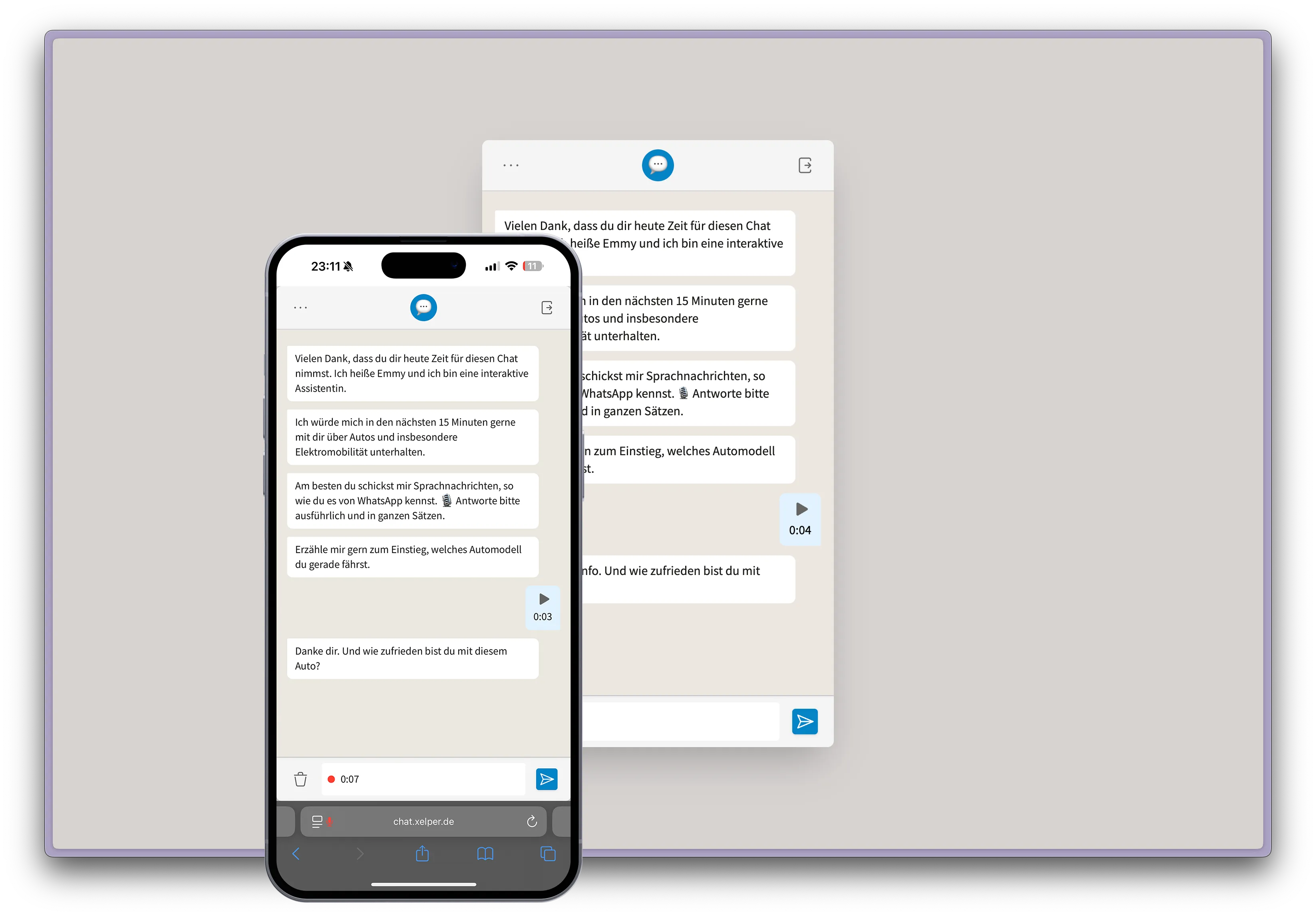 Die Interview-Oberfläche ist responsive und funktioniert auf allen Geräten.