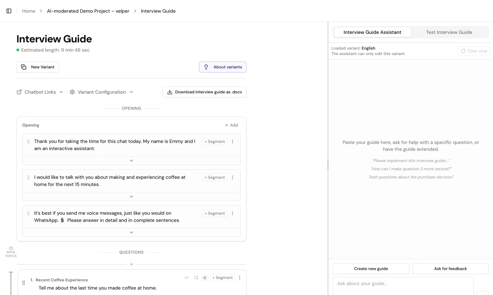 Die Konfiguration der Chat-Interviews erfolgt im Browser.